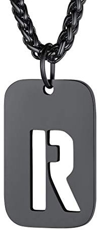 FindChic personalisierter Hundemarke Anhänger Militärischen Erkennungsmarke Alphabet R Kette Freundschaftskette für Paar Pärchen