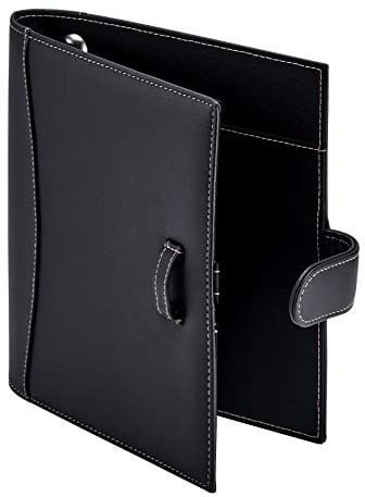 It's Academic Mini Executive Leder Portfolio-Mappe, 2,5 cm Ringbuch und 250 Blatt Kapazität, Notizblöcke und 14 x 21,6 cm Dokumente, 2 Stiftschlaufen, schwarzes Kunstleder