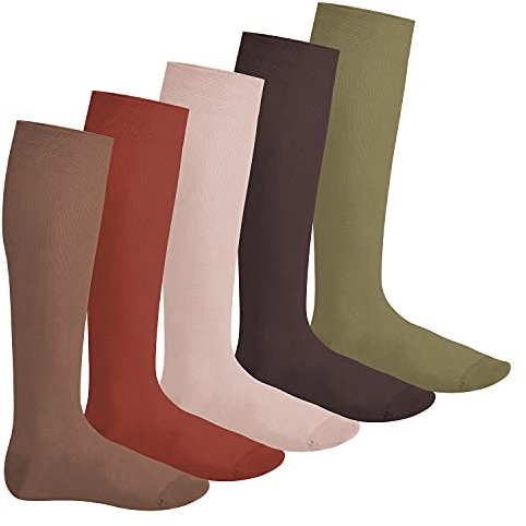 Footstar Herren & Damen Kniestrümpfe (5 Paar), Klassische Strümpfe aus Baumwolle - Everyday! - Herbstfarben 43-46