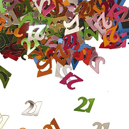 Party Dekoration Konfetti Tischdekorationen für Geburtstag, Silvester, Kindergeburtstag (Zahl 21)