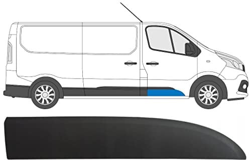 Side door moulding panel strip - car door protector trim replacement with clips for Renault Trafic/Vauxhall Vivaro/Fiat Talento/for all design models from 2014 to 2022
