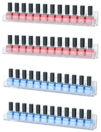 HESIN Acrylic Nail Polish Organizer Wall Mounted Nail Polish Display Racks 4 Pack Essential Oil Stand Holder Home Organizer