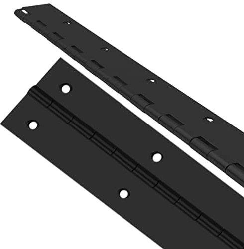2 Piece 2” x 18” Stainless Steel Piano Hinge Black, 0.060 / 1/16” Thick Heavy Duty Piano Hinge with Holes, Continuous & Piano Hinges for Wood Furniture Mailbox Tool Storage Boxes Cabinets Door Piano