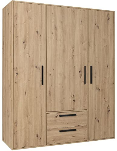 Marmex Arti 1 OB Dreitüriger Kleiderschrank mit Schubladen Großer Schränke mit Klaidungstube und Regalen