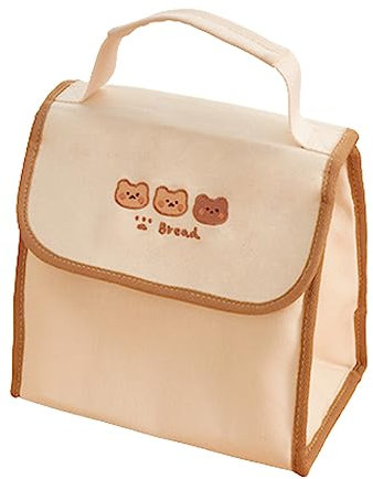 RICHTRUE Bolsa de almuerzo Kawaii para niñas, lonchera aislada, bonitas bolsas de almuerzo para mujer, lonchera aislada para niños (solapa de oso)