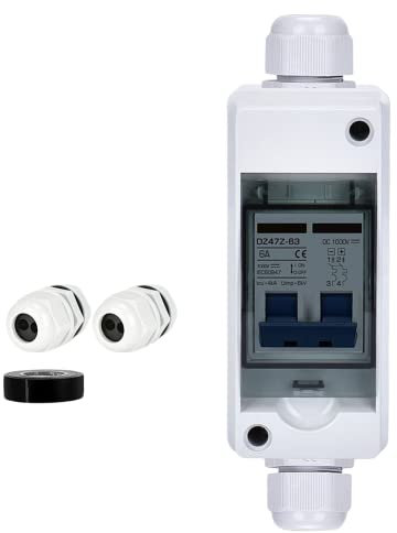 RANRAO Sicherungsautomat,Motorschutzschalter Leitungsschutzschalter,IP65 Wasserdicht 2 Polig mit 1000V Verteilerschrank Aufputz Sicherungskasten Für PV Solaranlage Photovoltaik, Motorschutzschalter