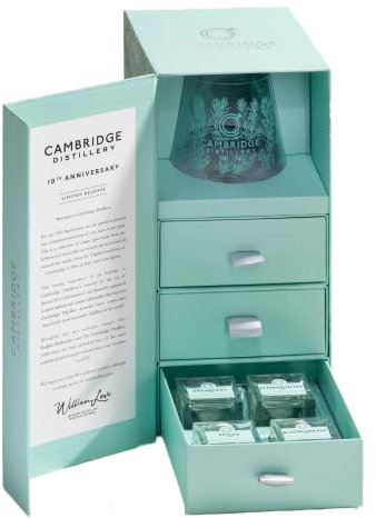 Cambridge Distillery Gin- 10yr Anniversary Tasting Set- Presentation gift set: 12 x 5cl