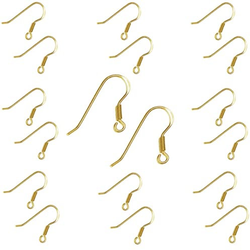 My-Bead 10 Paar Ohrhänger Ohrhaken 18mm 925 Sterling Silber vergoldet Fischhaken Gold Schmuckherstellung basteln DIY