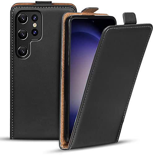 Verco Flip Cover für Samsung Galaxy S23 Ultra Case, Flipstyle Schutzhülle für Samsung S23 Ultra 5G Hülle Tasche vertikal klappbare Handyhülle, Schwarz