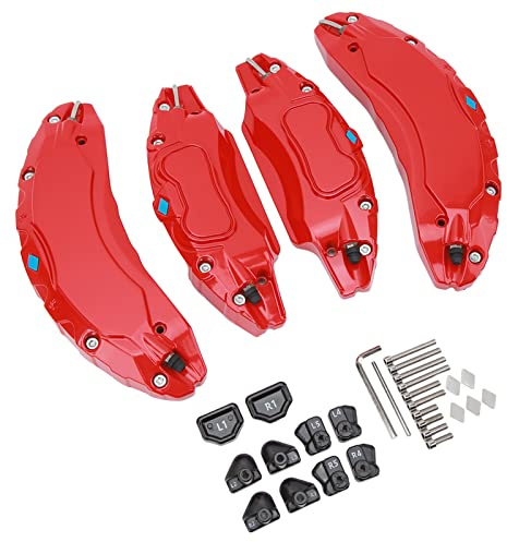 Brake Caliper Cover Guard, Car Caliper Cover Glossy Surface for (Red)