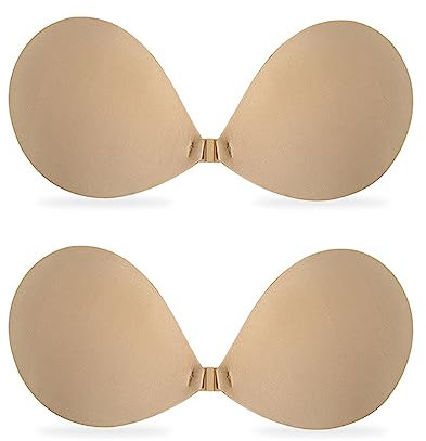 MIVAIUN 2 Pares Sujetador Sin Tirantes, Sujetador Invisible Push Up Sin Espalda, Sujetador Adhesivo Silicona, Reutilizable Sujetador Adhesivo Push Up, para Vestido y Boda