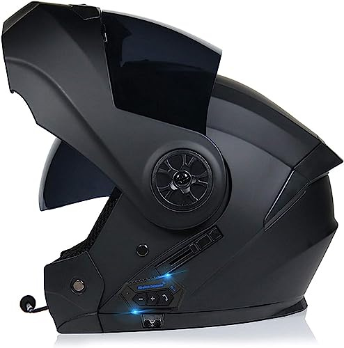 Bluetooth Casco Modulare per Moto con Doppia Visiera Antiriflesso,per Moto Integrale con Radio FM Integrata Bluetooth Caschi Integrati Bluetooth con Approvazione ECE, 55-62CM