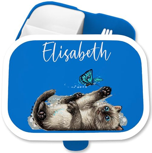 Kinder Campus für Mepal - Katzen - Verspielte Süße Katze Brotdose Cat I - 750 ml - Blau - fächern name lunchbox cats katzenmotiv personalisierte brotbox butterbrotdose schuldose mädchen
