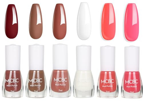 Nail Polish Set - Nude Nail Varnish - 6PCS Quick Dry White Nude Pink Nail Varnish - Long Lasting French Manicure Nail Polish - Nail Starter Kit 2025 Summer Serise Gift for Woman - No Need Cure