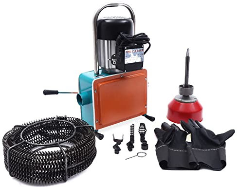 Elektrische Rohrreinigungsmaschine 1000w Rohrreiniger Mit 16mm Drill Bit Set Wasserdichte Schutzart Ip44 Abflussreiniger Geeignet FüR ø 20-110 Mm Rohrleitungen