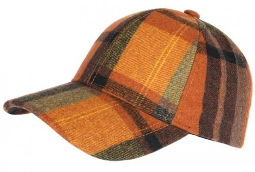 Nyls Création Casquette Laine Orange et Marron a Carreaux Baseball Volga - Taille Unique - Orange