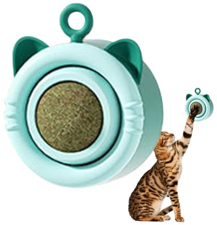 SOYDAN Juguete giratorio de hierba gatera – Juguete de bola de hierba gatera relajante para lamer – Accesorios para gatos de interior para casa de gatos, refugio de mascotas, sala de estar,