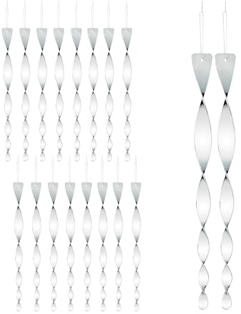 Relaxdays Vogelabwehr Spirale, 18er Set, reflektierend, Balkon & Garten, Windspirale, 40 cm, Vogelschreck, Silber
