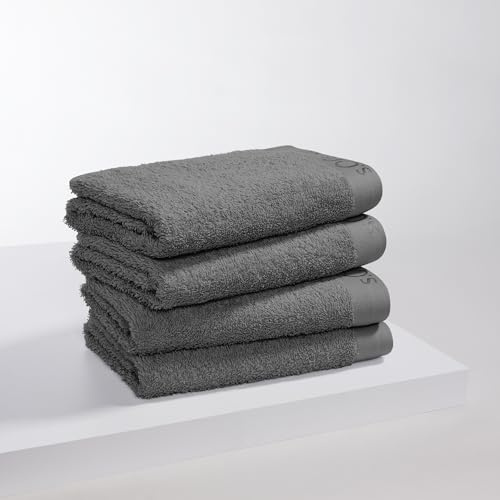 s.Oliver 4 TLG Handtuch Set - 100% Baumwolle, 600 g/m², weich & angenehm, 4X Handtücher grau