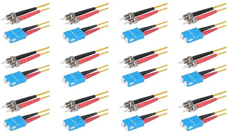 SpeedyFiberTX SC/U auf ST/U Fiber Optic Patch Cable, 12er-Pack, 1000ft, Rote und schwarze Stecker, Corning SMF-28 Ultra Singlemode 9/125um Glasfaser, OS1/OS2 kompatibel, Duplex Gelber LSZH Kabelmantel