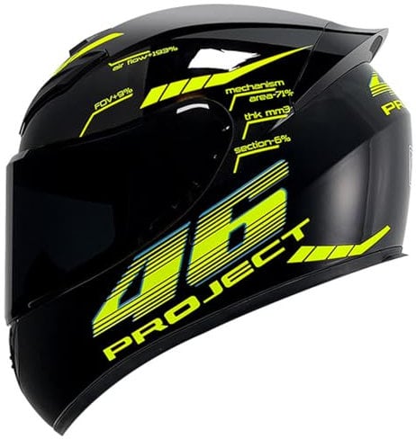 RUYICZB Full Face Motorcycle Helmet with Tinted Visor And Air Vents DOT/ECE Approved Premium Quality And Compact Lightweight Street Bike Motorbike Helmets for Men And Women,Black yellow,3XL 63~64CM