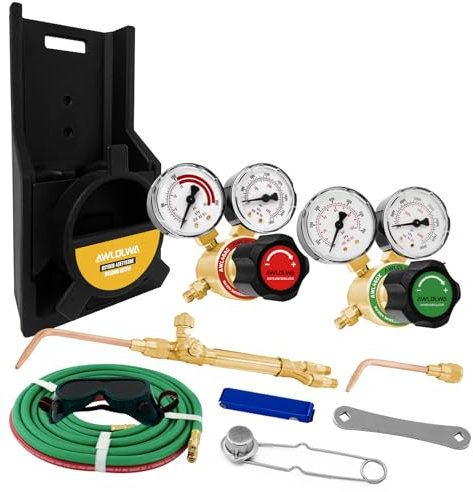 AWLOLWA G150 J-P - Kit de soldadura de gas oxiacetileno ligero, kit de corte de oxígeno y acetileno sin tanques