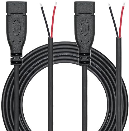 Riertostng 2Pcs USB C to 2 Pin Bare Wire Open End Wire, 2M/6FT USB Type C Female Plug Pigtail Power Cable 22AWG 5V/3A, for USB C Equipment Installed or Replacement Repair DIY Cable