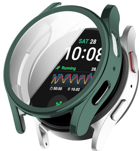 Case Compatible with Samsung Galaxy Watch 7 44mm with Screen Protector, Flexible TPU Shockproof Scratch Proof Cover Case for Galaxy Watch7 44mm (Green)