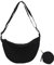 Konxi Damen Halbmond Crossbody Schultertasche, Hobo Halfmoon Bag, Nylon Crossbody Bag mit verstellbarer Schultergurt, Damen Halbmond Schultertasche mit Ein Münzgeldbeutel (Schwarz)