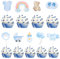 Yuanchu 36 Stück Cupcake Topper Baby,Babyparty Tortendeko Taufe Tortendeko Baby Shower Tortendeko Gender Reveal Party Deko für Taufe Deko Baby Shower Babyparty(Junge)