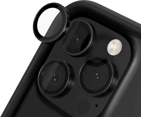 RhinoShield 9H Tempered Glass Kameraprotektoren, kompatibel mit [iPhone 16 Pro / 16 Pro Max] | Stoß- und Kratzfest, hohe Klarheit, explosionssicheren Schutz, Anti-Beschlag-Technologie - Schwarz