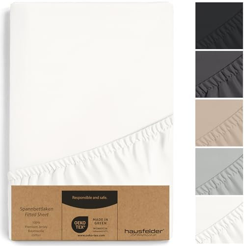Hausfelder Topper Boxspringbett Spannbettlaken 140x200 bis 160x200 cm, bis 15 cm Matratzenhöhe, Jersey Baumwolle Bettlaken Bezug für 140x200cm bis 160x200cm Boxspringbetten Matratzen, Weiß