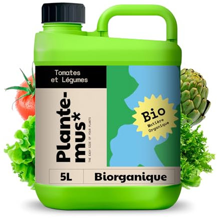 PLANTEMUS BIOrganischer Dünger Tomaten und Gemüse, Reichhaltige Ernten, Früchten, Erdbeeren, Zitrusfrüchten und Oliven, Flüssigdünger, 5 L