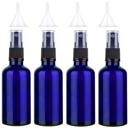 CHAMEEN Botella pulverizadora de cristal vacía con pulverización fina, incluye embudo, perfecto para aceites esenciales, spray facial y más botella de cristal