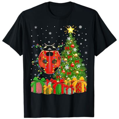 Ladybug Xmas Tree Lighting Santa Hat Ladybug Christmas T-Shirt