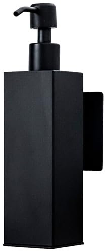 ELMOWO - Premium Seifenspender 220ml ohne Bohren selbstklebend inkl. Spezialkleber (extrem sicherer Halt) Wand Handseifen-Spender für Flüssig-Seife für das Bad & Küche zur Wandbefestigung (schwarz)