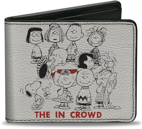 Peanuts Wallet Bifold Peanuts Gang the In Crowd Group Pose Weiß Schwarz Rot Veganes Leder, Weiss/opulenter Garten, 4.0 x 3.5, Casual