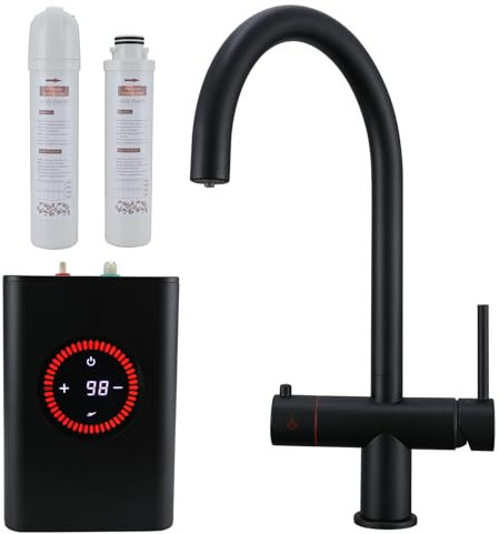 Yamataro 3in1 Boiling Water Tap Instant Hot Water Tap Hot Cold Boiling Water Kitchen Faucet Stainless Steel Matt Black (with Boiler and Filter)