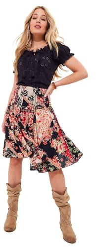 Joe Browns Women's Floral Patchwork Knee-Length Skirt, Black, 18