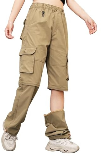 GAUASUIM Damen Wanderhose Zip Off Hose Outdoorhose Schnelltrocknend Trekkinghose Abnehmbare Hosenbeine Shorts Atmungsaktiv Cargohose Sommer Hiking Pants Funktionshose mit Gürtel 6 Taschen
