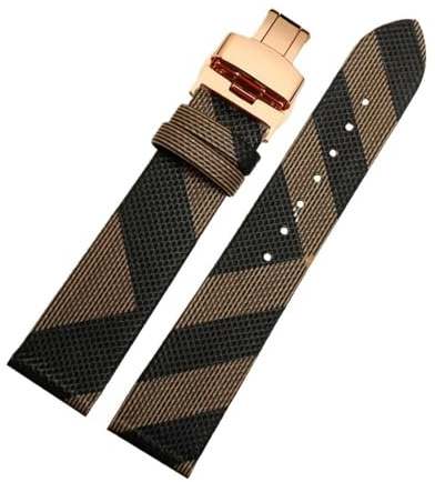 APVMFMKLTG Bracelet en cuir à motif écossais, démontage rapide, 12 14 16 18 20 22 mm, noir et marron, adapté à la chaîne de montre BURBERRY for hommes et femmes(Brown Rose Gold B,18mm)