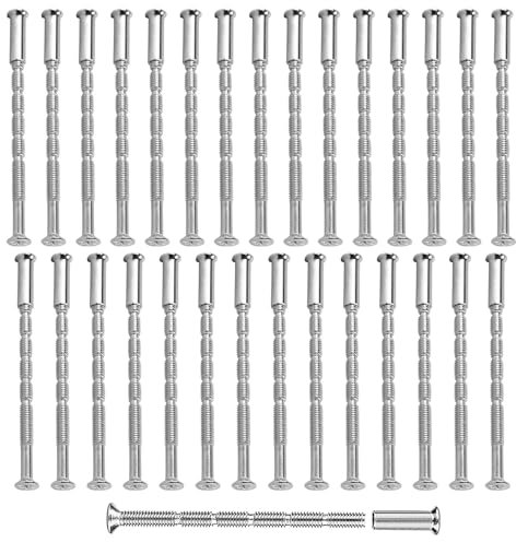 M3 Door Handle Fixing Screws and Sleeves 30 Sets Adjustable Bolt Length Door Handle Bolt Through Fixings Nickel Plated Connecting Screw for Doors Cabinet Drawers