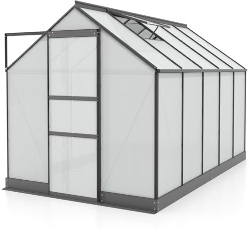 Vitavia Gewächshaus Apollo 6200 schwarz | 6,2 m² | 6 mm HKP | Inkl. Stahlfundament | Barrierefreier Zugang | Tür für Vorhängeschloss | Einfacher Aufbau | Langlebig & Wetterfest