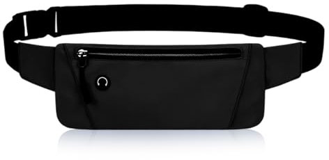 Laufgürtel Handy, Lauftasche Jogging Wasserdicht Handytasche Joggen mit Kopfhöreranschluss Verstellbarem Gummiband Running Belt Bauchtasche Schwarz für Fitness Radfahren
