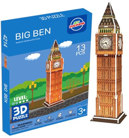 3D Puzzle Big Ben,3 d Puzzle Erwachsen,13 Teilen Modellbausatz Erwachsene,Das Wahrzeichen Baukasten DIY Games,Lernspielzeug,für Kinder und Erwachsene