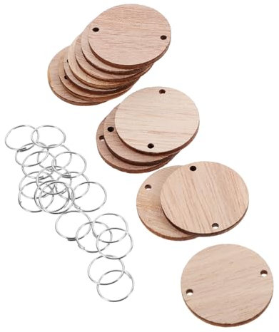 Homoyoyo 50Stücke Runde Holzscheiben Mit Eisenringen Hängender Kalender Für Geburtstags Erinnerungen DIY Holzplaketten Für Wanddekoration Unvollendete