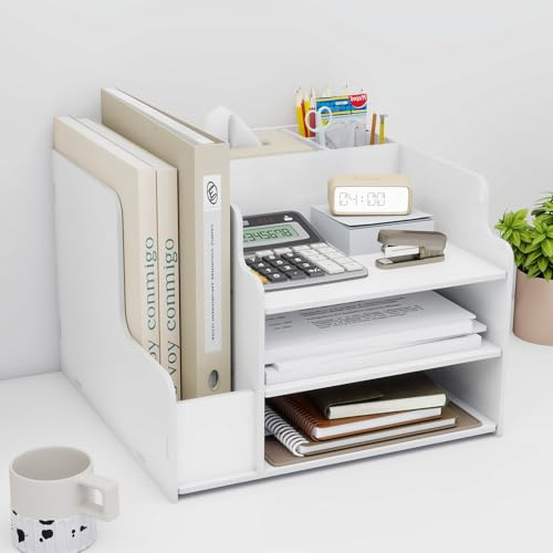 PUNCIA Archivador de Documentos A4 Soporte de papel Bandejas PVC Escritorio Organizador de Archivos Bandeja de Papel Almacenamiento para Oficina Sala de Trabajo Escuela Oficina