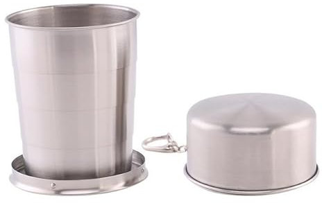 Anlising Bicchieri Pieghevoli in Acciaio Inox, 2PCS Tazza Pieghevole Acciaio Inossidabile con Portachiavi, 150ML Coppa in Metallo da Campeggio, Tazza da Viaggio Pieghevole, per Viaggi, Picnic