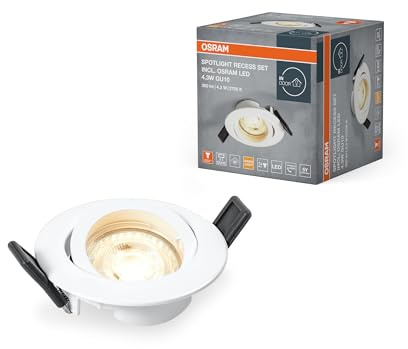 Osram Deckeneinbauleuchten-Set inkl GU10 LED und Twistlock-System, Einbauleuchten in Weiß, IP20-Schutz für Innenraumanwendungen, vollständiges Montage- und Anschlusszubehör enthalten