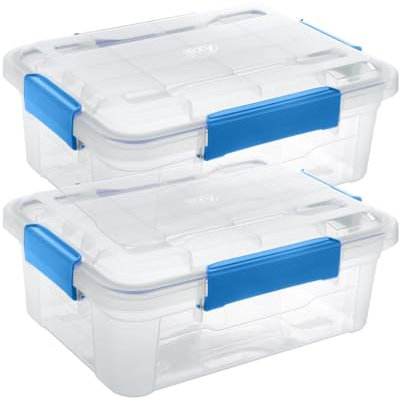 Kreher® Wasserdichte Aufbewahrungsbox mit Deckel und Silikondichtung (IP67). Aus robustem Kunststoff in verschiedenen Größen. Ideal für feuchte Räume, Keller, Garage, Camping uvm. (2, 11,4 Liter)